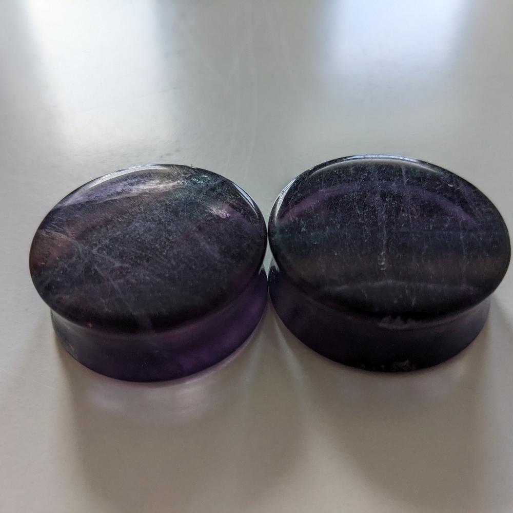 28mm Rainbow Fluorite plugs